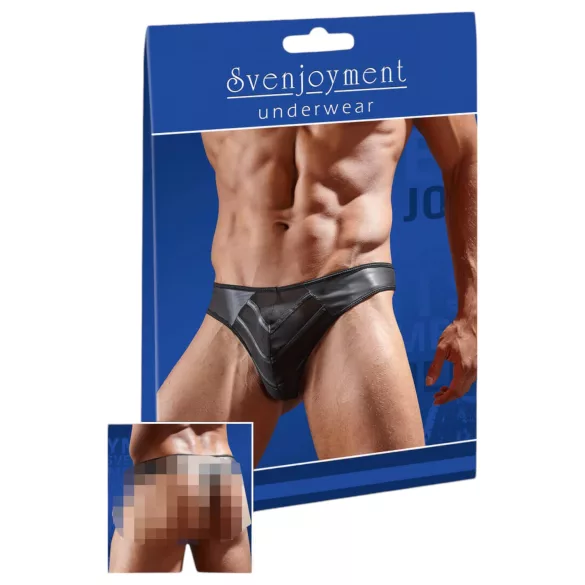 tanga uomo lucido - inserto trasparente - nero - L