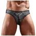 tanga uomo lucido - inserto trasparente - nero - L