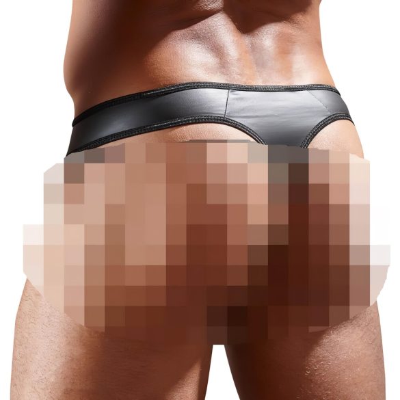 tanga uomo lucido - inserto trasparente - nero - XL
