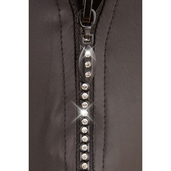 Tanga maschile sexy con cerniera decorata con strass (nero)
