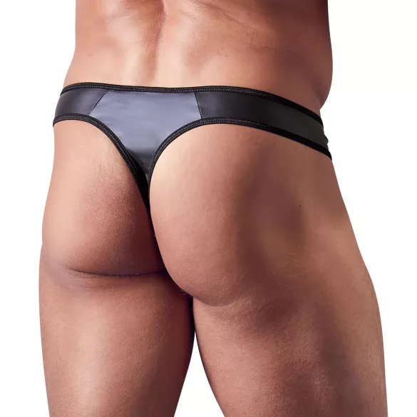 Svenjoyment - tanga uomo lucido con strass e zip - nero - M