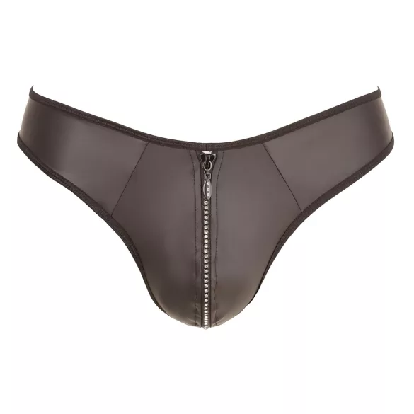 Svenjoyment - tanga uomo lucido con strass e zip - nero - L