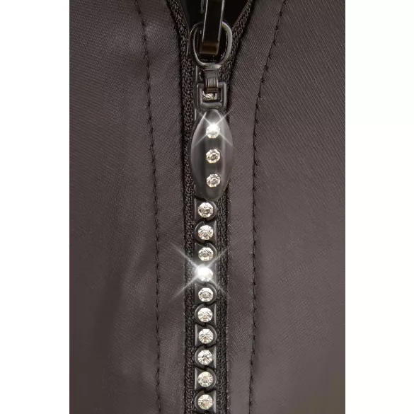 Svenjoyment - tanga uomo lucido con strass e zip - nero - XL