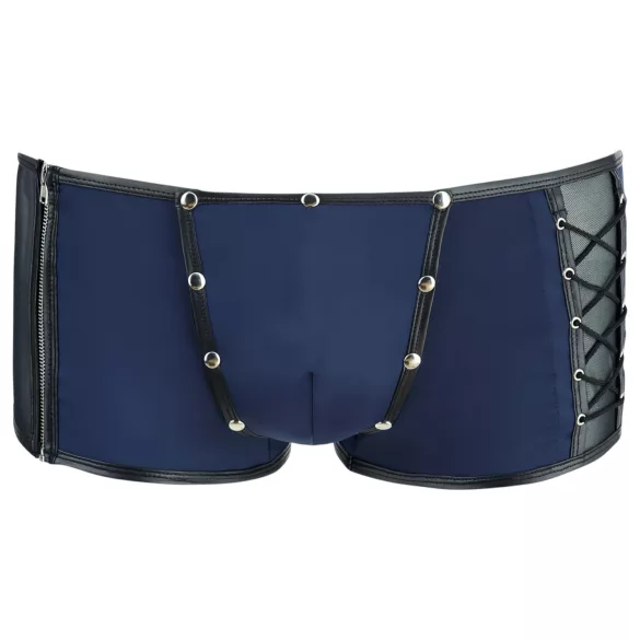NEK - boxer nero con lacci e inserti in rete (blu)