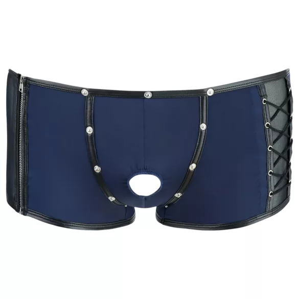 NEK - boxer nero con lacci e inserti in rete (blu)