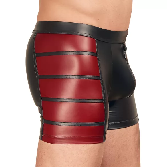NEK - boxer uomo con inserti laterali rossi e zip - nero