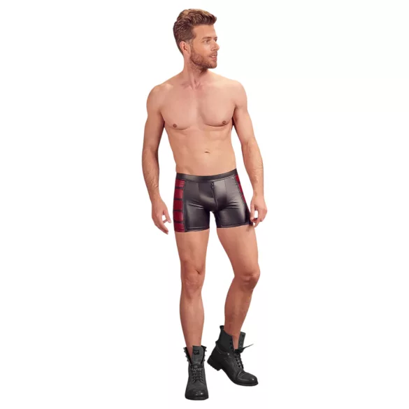 NEK - boxer uomo con inserti laterali rossi e zip - nero