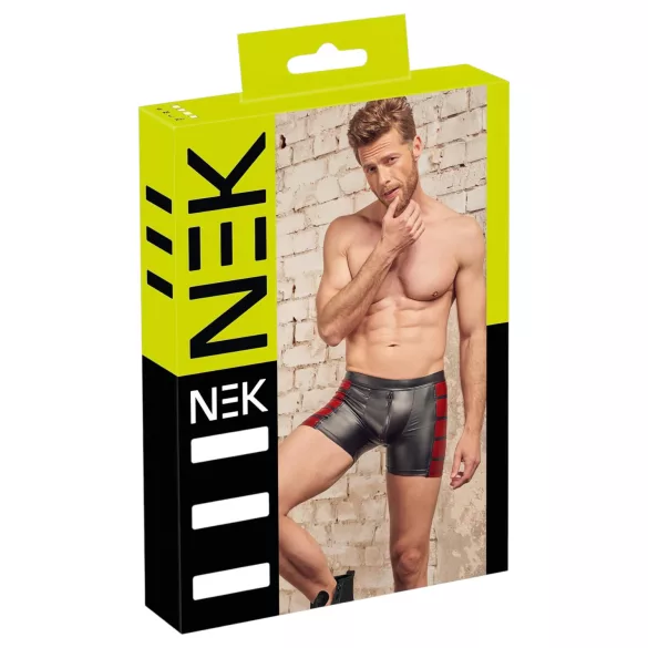 NEK - boxer uomo con inserti laterali rossi e zip - nero - L