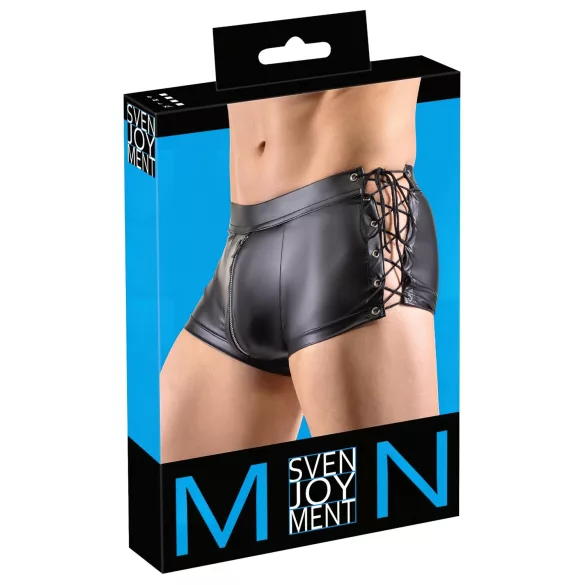 Svenjoyment - boxer uomo opaco con lacci laterali - nero - XL