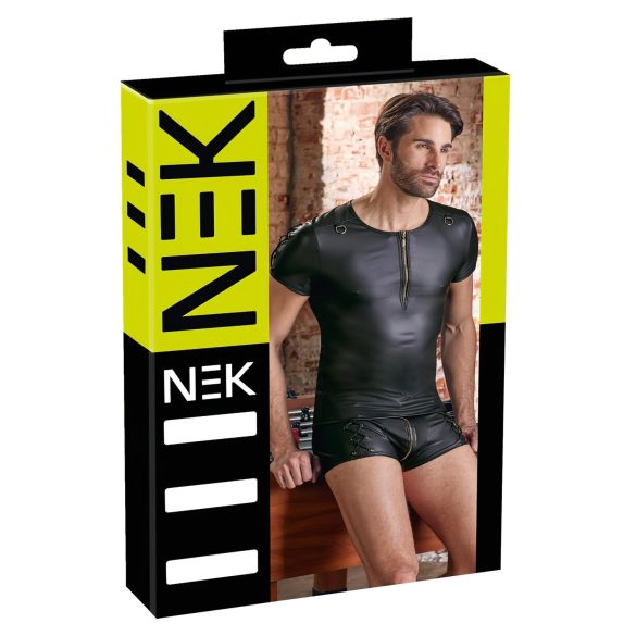 NEK - T-shirt uomo nero effetto opaco, maniche corte - XL