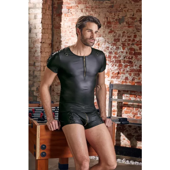 NEK - Top maschile maniche corte nero effetto opaco - XL