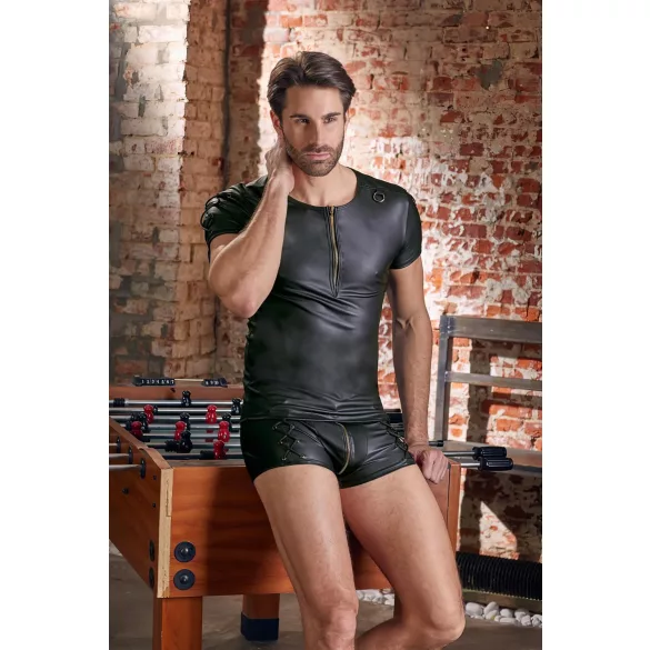 NEK - Top maschile maniche corte nero effetto opaco - 2XL