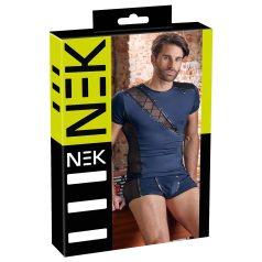   NEK - maglia uomo trasparente con lacci e inserti rete - nero/blu