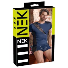  NEK - maglia uomo trasparente con lacci e inserti rete - nero/blu