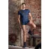 NEK - maglia uomo trasparente con lacci e inserti rete - nero/blu
