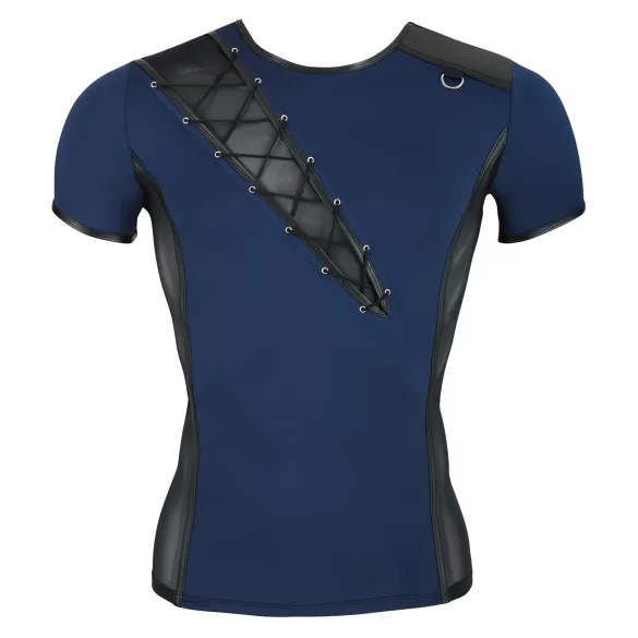 NEK - maglia uomo trasparente con lacci e inserti rete - nero/blu - L