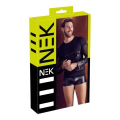   Maglia maschile trasparente con dettagli in rete e spalline incrociate - NEK (nera)