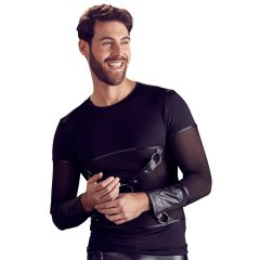   NEK - Top a maniche lunghe da uomo con cinturino incrociato (nero)