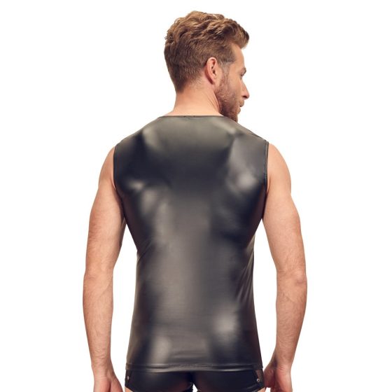 Maglietta maschile sexy con zip e borchie (nera)