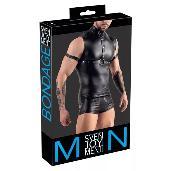 Svenjoyment - top uomo senza maniche effetto bagnato nero