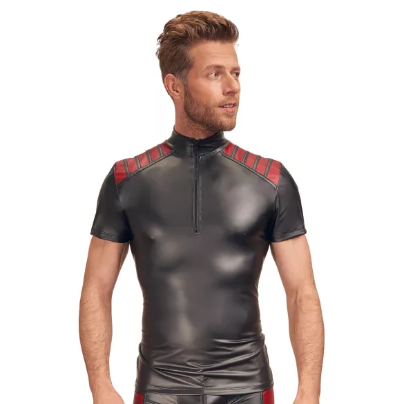 NEK - felpa uomo con zip e inserti rossi - nero