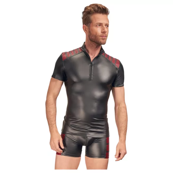 NEK - felpa uomo con zip e inserti rossi - nero