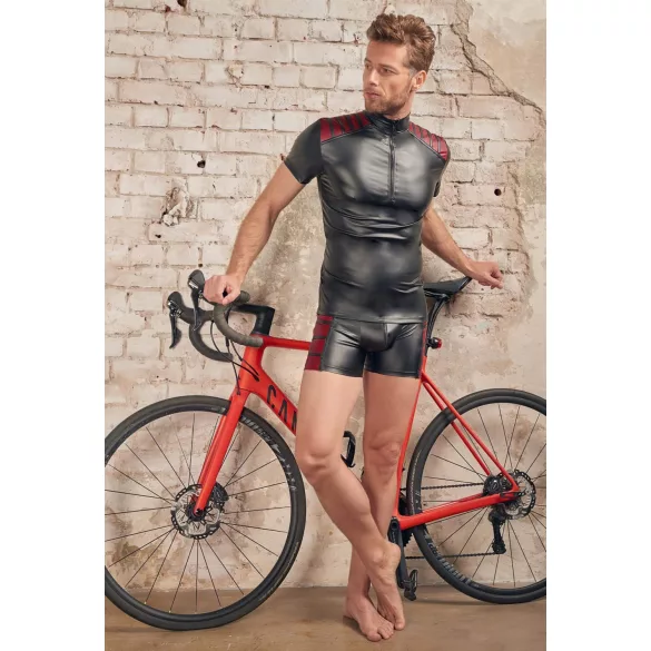 NEK - felpa uomo con zip e inserti rossi - nero