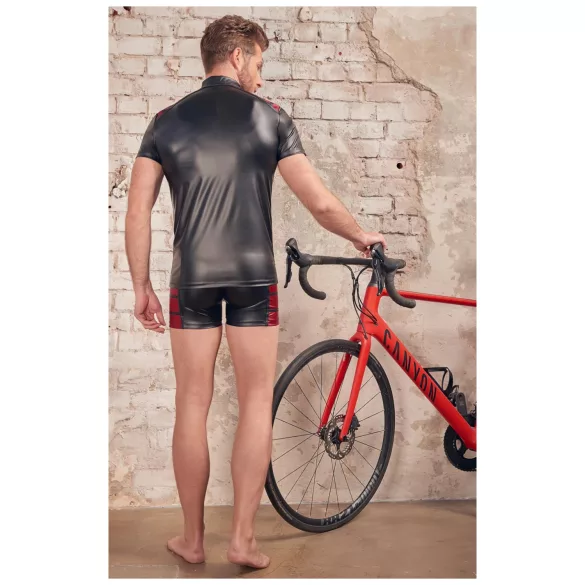 NEK - felpa uomo con zip e inserti rossi - nero