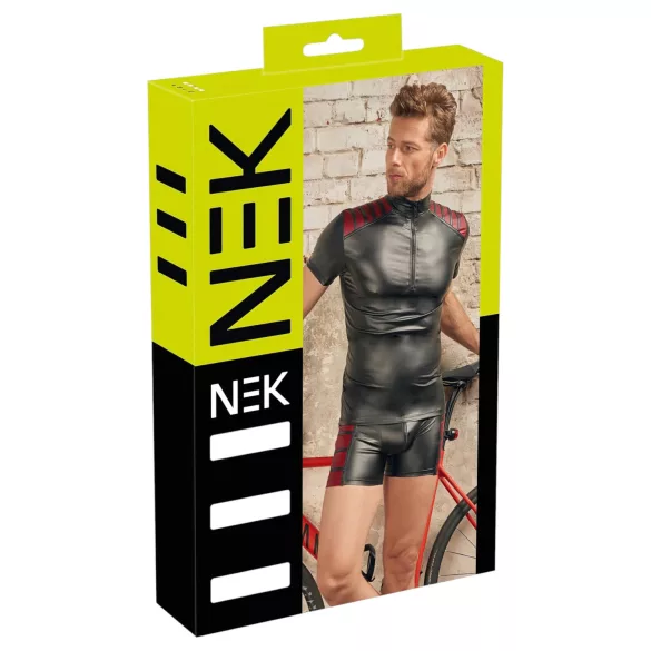 NEK - felpa uomo con zip e inserti rossi - nero - M