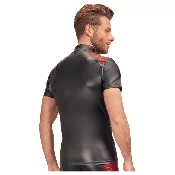 NEK - felpa uomo con zip e inserti rossi - nero - M