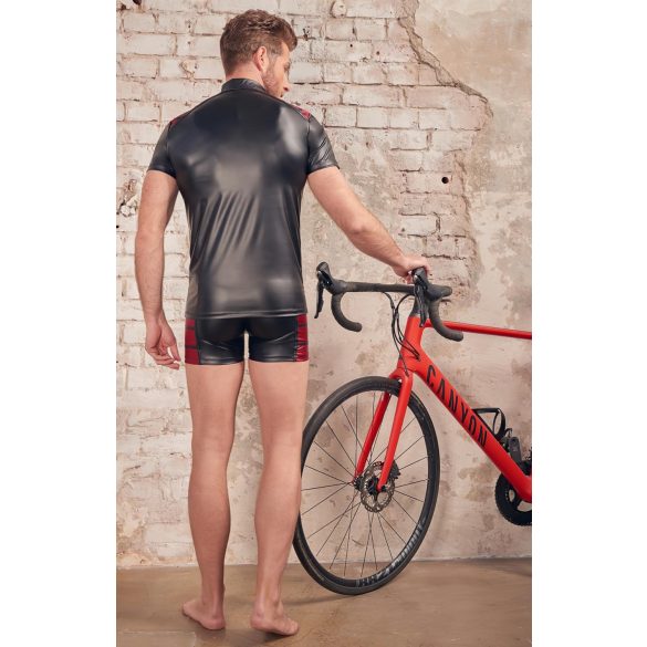 NEK - felpa uomo con zip e inserti rossi - nero - L