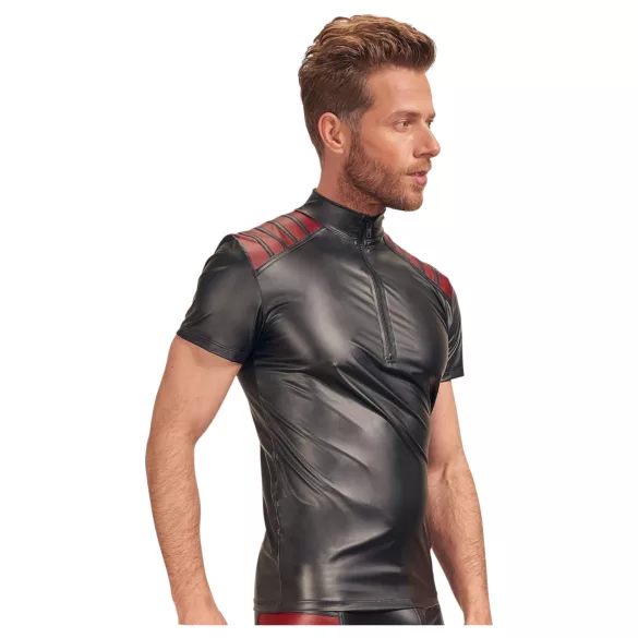 NEK - felpa uomo con zip e inserti rossi - nero - XL