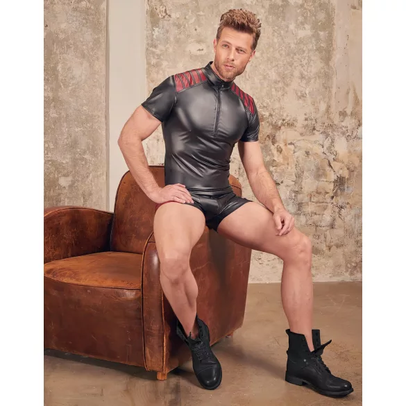 NEK - felpa uomo con zip e inserti rossi - nero - XL