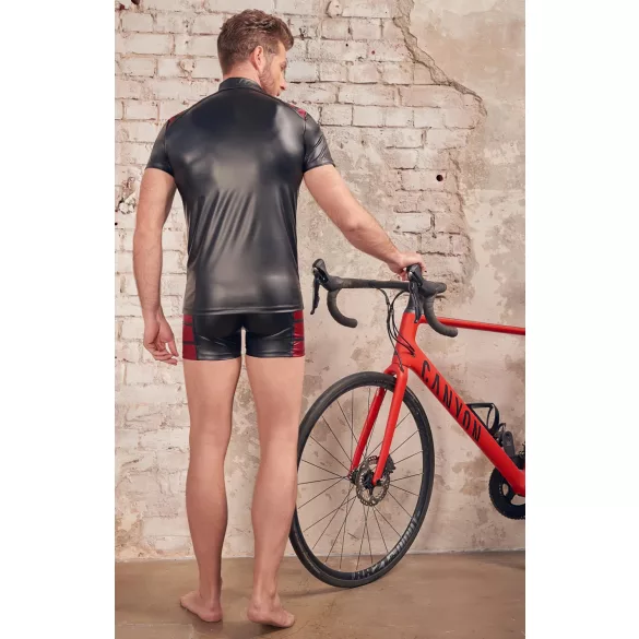 NEK - felpa uomo con zip e inserti rossi - nero - XL