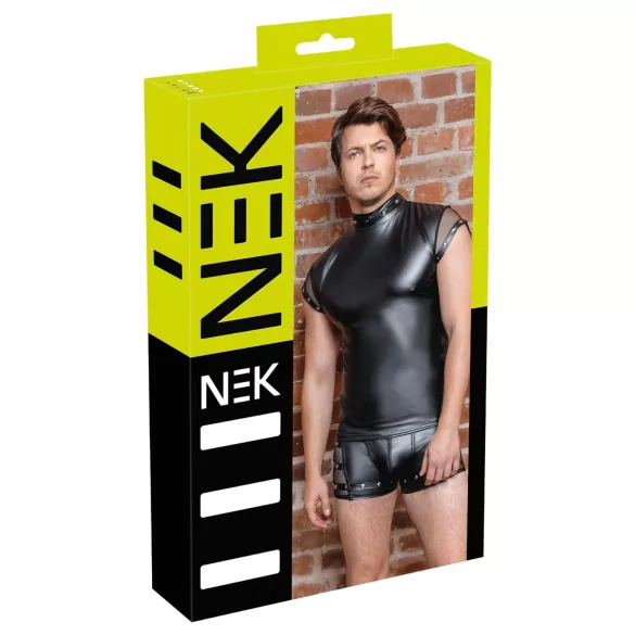 NEK - maglia uomo borchiata e traforata (nero)