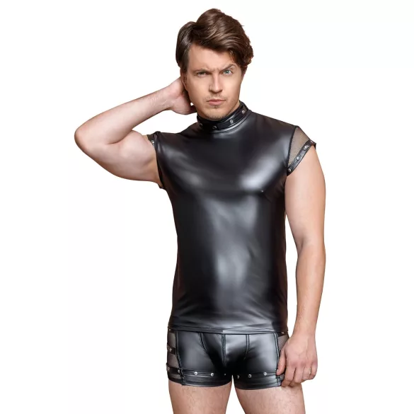 NEK - maglia uomo borchiata e traforata (nero)