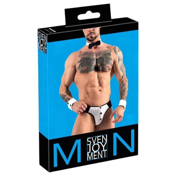 Svenjoyment - tanga da cameriere uomo - set costume nero bianco