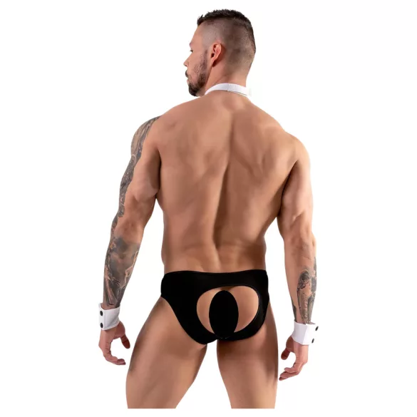 Svenjoyment - tanga da cameriere uomo - set costume nero bianco