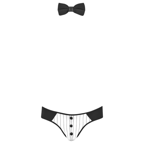Svenjoyment - tanga da cameriere uomo - set costume nero bianco