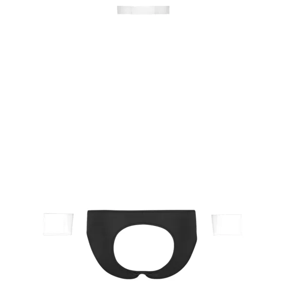 Svenjoyment - tanga da cameriere uomo - set costume nero bianco