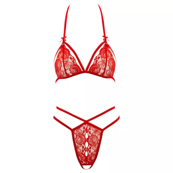 Cottelli - set reggiseno aperto in pizzo - rosso - XL