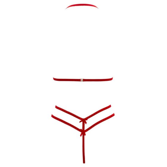 Set di lingerie in pizzo rosso aperto Cottelli - XL