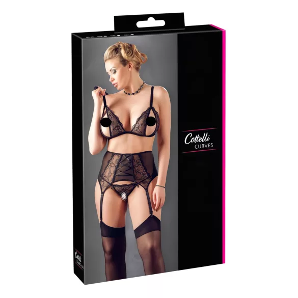 Cottelli Plus Size - Set intimo donna curvy - pizzo nero - XXXL