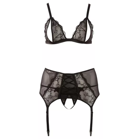 Cottelli Plus Size - Set intimo donna curvy - pizzo nero - XXXXL