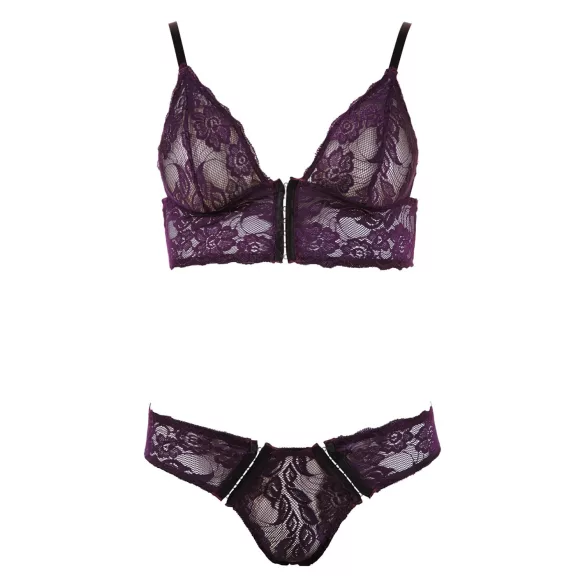 Cottelli - Set reggiseno in pizzo floreale - viola - XL