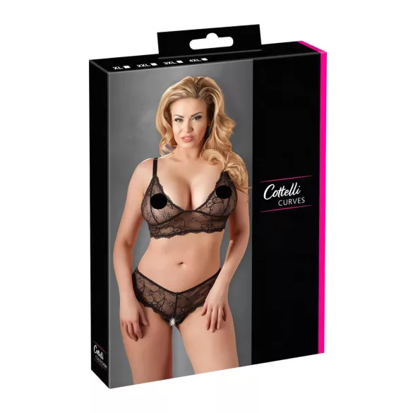 Cottelli Plus Size - completo intimo pizzo nero - taglie forti - XXXXL