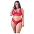 Cottelli Plus Size - set reggiseno e slip in pizzo morbido - rosso