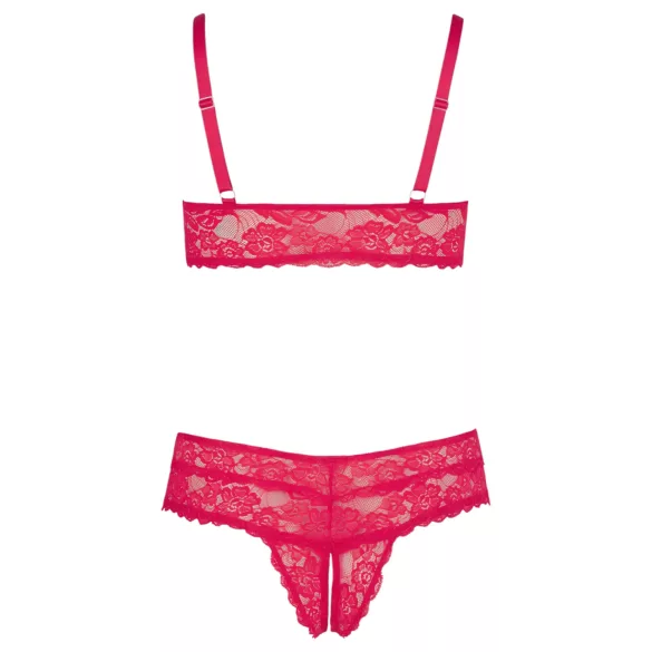 Cottelli Plus Size - set reggiseno e slip in pizzo morbido - rosso