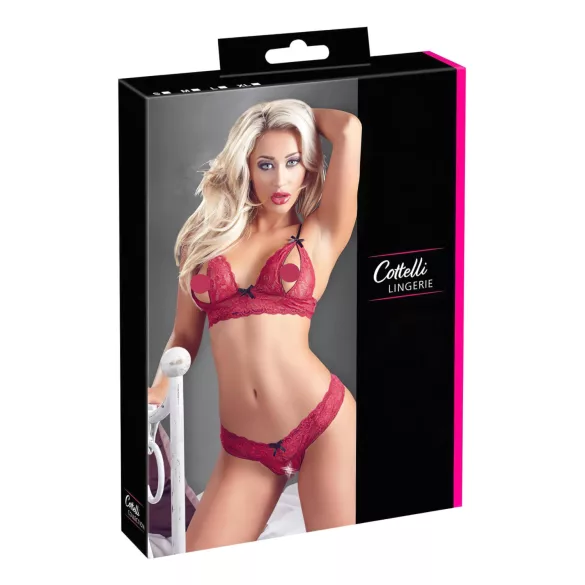 Cottelli - set reggiseno erotico in pizzo rosso - M