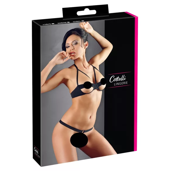 Cottelli - set reggiseno con anelli metallici - nero - 85B/L
